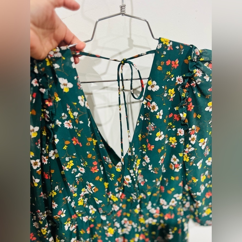 Sugar+Lips Sheath Dress Women's Small Long Sleeve Above Knee Green Floral med